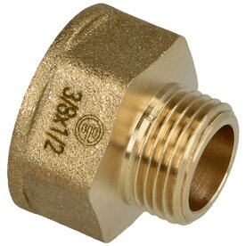 80201G Verloopadapter IS/US 1/2" x 3/8" met 6-kant Messing blank