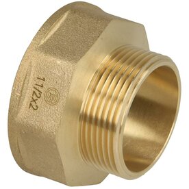 80206G Verloopadapter IS/US 2" x 11/2" met 6-kant Messing blank