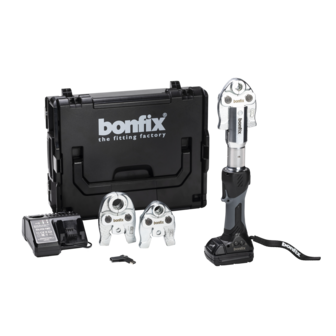 10715B Persmachine + accu + lader + 3 bekken M-set 12-15-22 mm in koffer