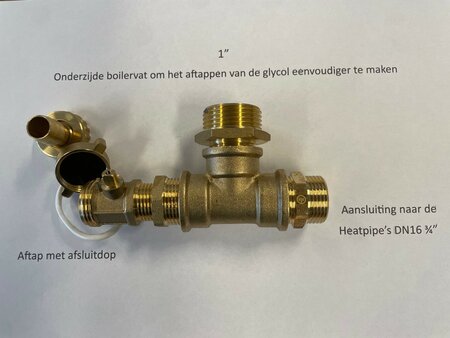 51599G Aansluitset met aftap onderzijde boiler naar heatpipe's