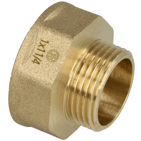80204G Verloopadapter IS/US 11/4" x 1" met 6-kant Messing blank
