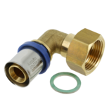 12801B Alu-pers 2-delige kniekoppeling met losse fiberring 3/4" x 20 mm 2002105