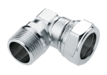 20915B Messing vertind Kniekoppeling buitendraad 1/2" x 22 mm 82709AN