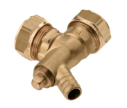 22302B Messing Kniekoppeling met aftapgelegenheid 22 x 22 mm 82661